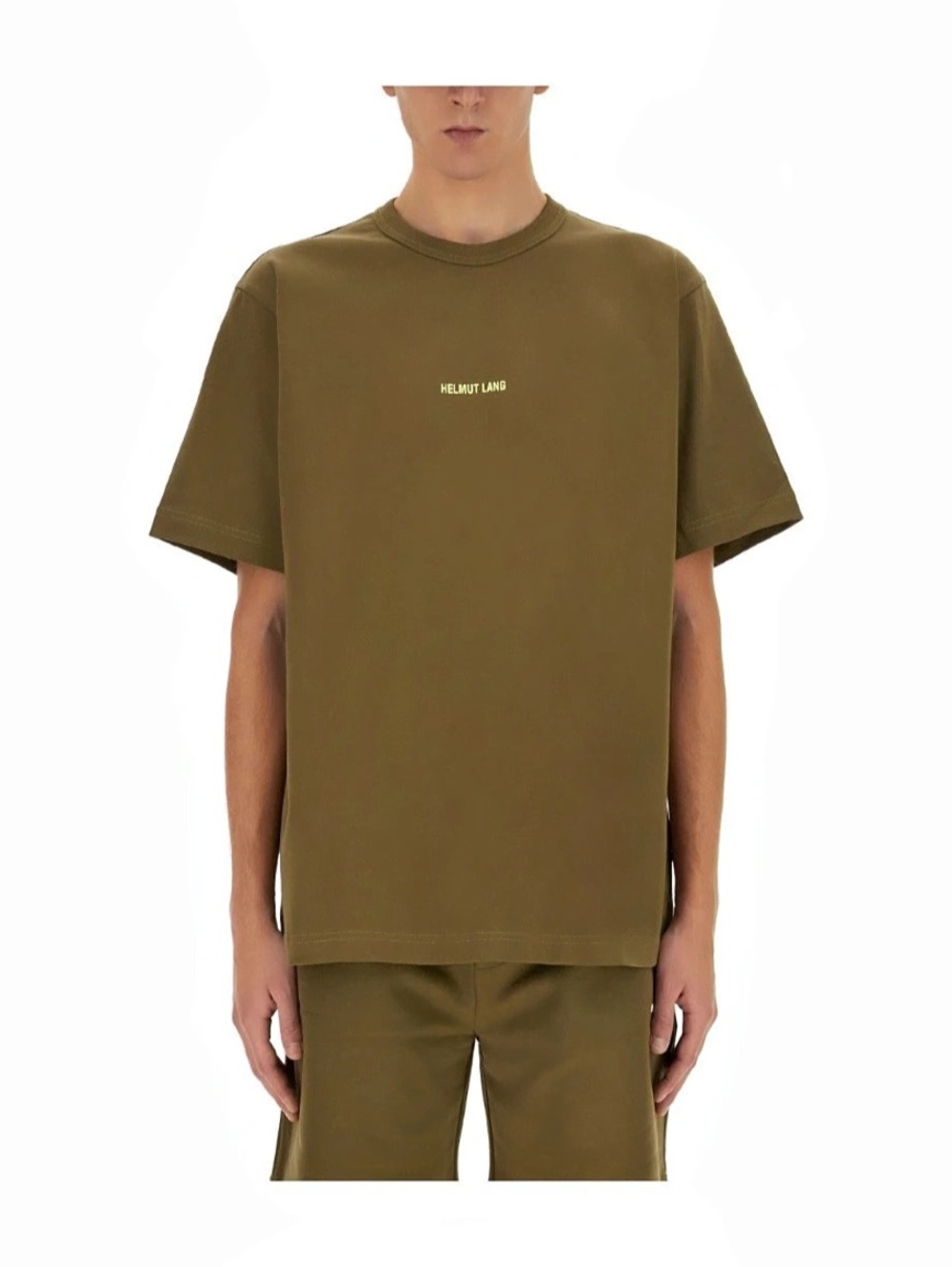 Helmut Lang Logo-print cotton T-shirt Men's Olive Green Short Sleeve